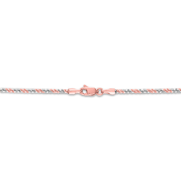 14KT White and Rose Gold 18-inch 1.5MM Sparkle Lobster Clasp Chain