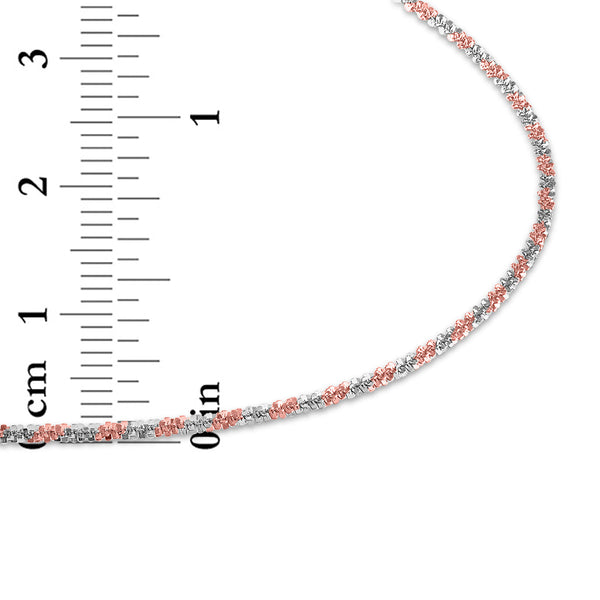 14KT White and Rose Gold 18-inch 1.5MM Sparkle Lobster Clasp Chain