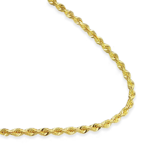 10KT Yellow Gold 22-inch 3MM Diamond-cut Rope Chain