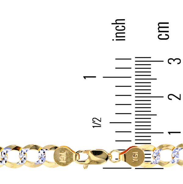 14KT White and Yellow Gold 24-inch 7MM Curb Pave Chain