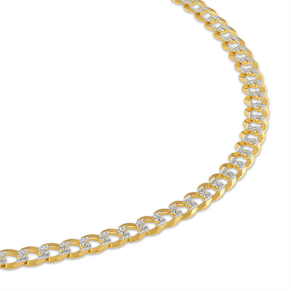 10KT White and Yellow Gold 26-inch 5.7MM Pave Curb Chain