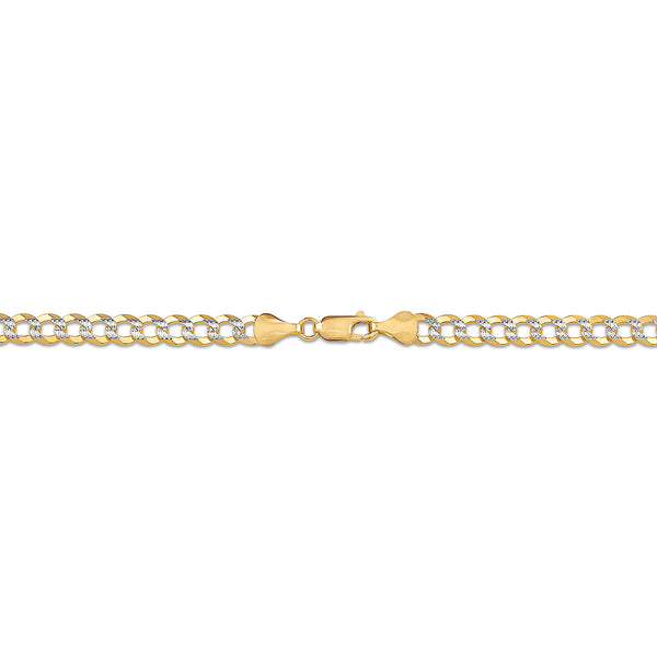 10KT White and Yellow Gold 26-inch 5.7MM Pave Curb Chain