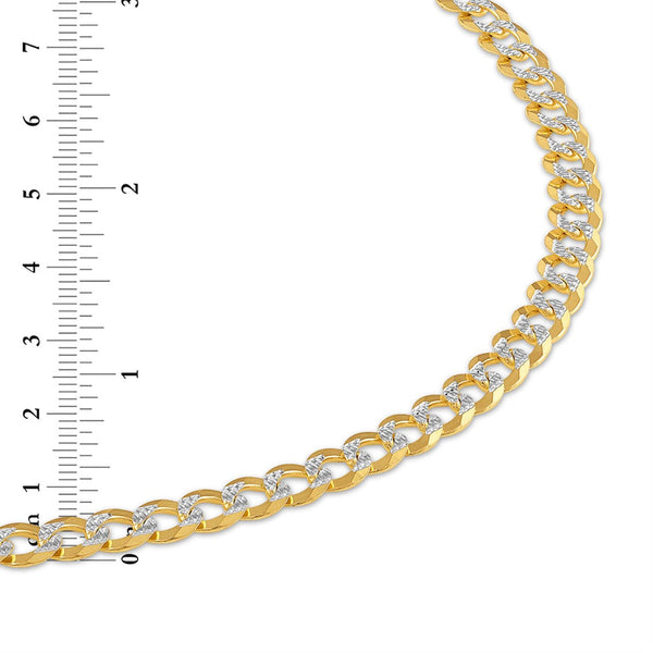 10KT White and Yellow Gold 26-inch 5.7MM Pave Curb Chain