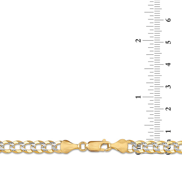 10KT White and Yellow Gold 26-inch 5.7MM Pave Curb Chain