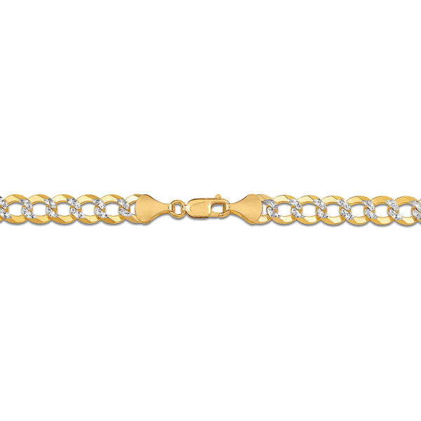 10KT White and Yellow Gold 24-inch 8.5MM Pave Curb Chain