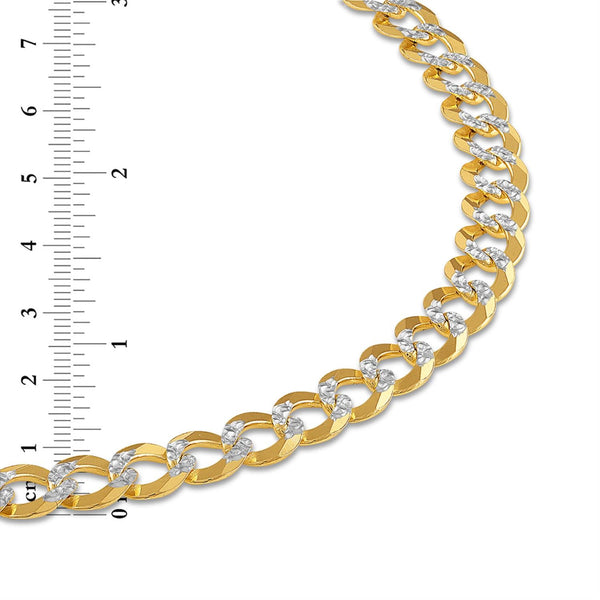 10KT White and Yellow Gold 24-inch 8.5MM Pave Curb Chain