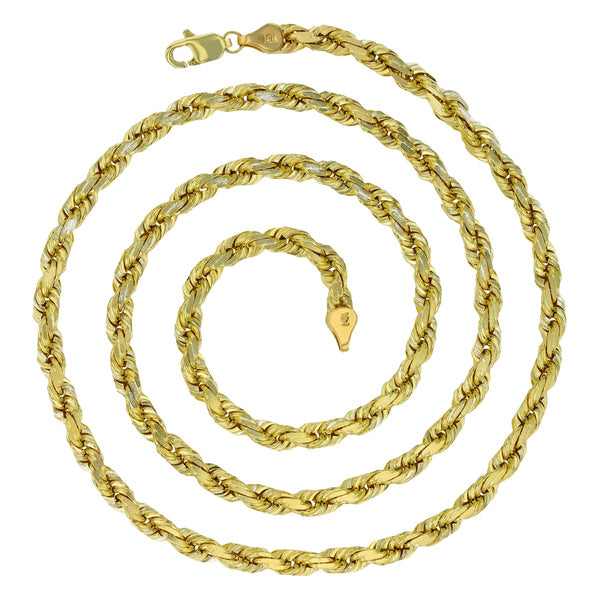 14KT Yellow Gold 28-inch 7MM Diamond-cut Rope Chain