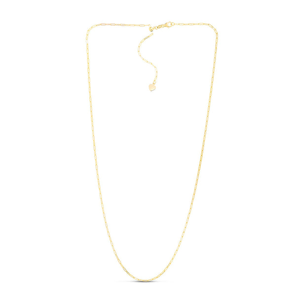 14KT Yellow Gold 22-inch 1.5MM Adjustable Paperclip Necklace