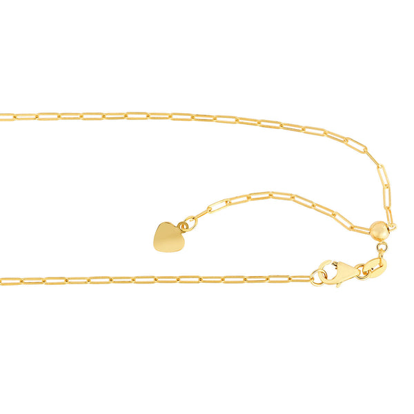 14KT Yellow Gold 22-inch 1.5MM Adjustable Paperclip Necklace