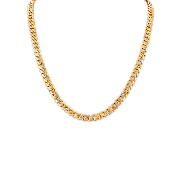 22-inch Semi-Solid Miami Monaco Chain in 10K Yellow Gold