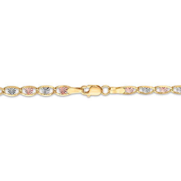 10KT Tri-Color Gold 20-inch  Valentino Chain
