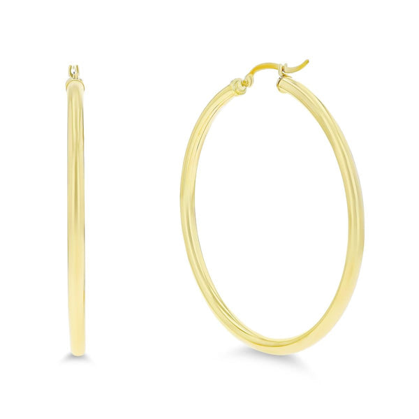 10KT Yellow Gold 3X50MM Hoop Earrings