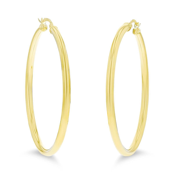 10KT Yellow Gold 3X50MM Hoop Earrings