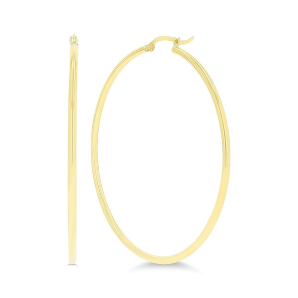 10KT Yellow Gold 2X60MM Hoop Earrings