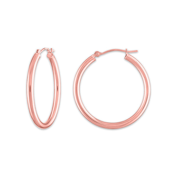 10KT Rose Gold 2.5X25MM Hoop Earrings