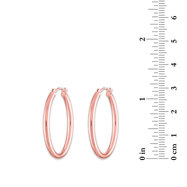 10KT Rose Gold 2.5X25MM Hoop Earrings