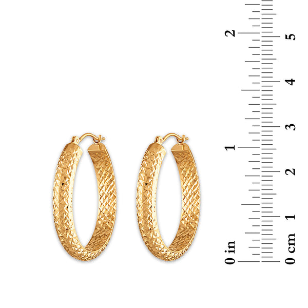 10KT Yellow Gold 4.4X23MM Hoop Diamond-cut Earrings