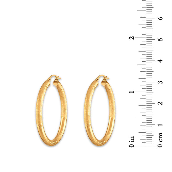 10KT Yellow Gold 3X32MM Hoop Earrings