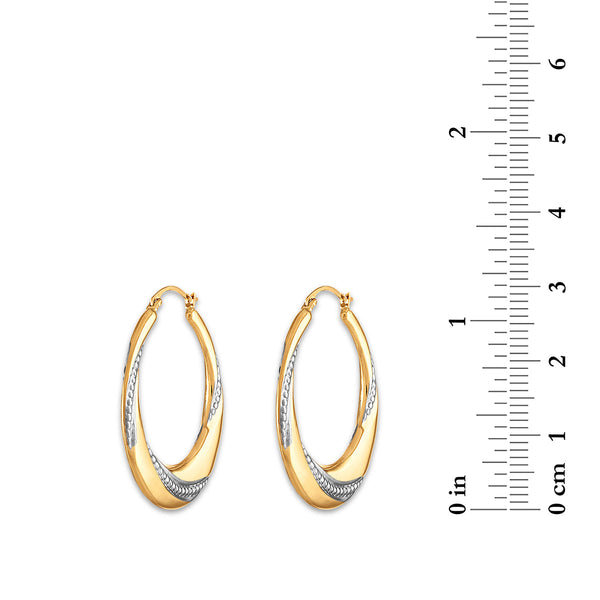 10KT Yellow Gold With Rhodium Plating 29MM Hoop Earrings