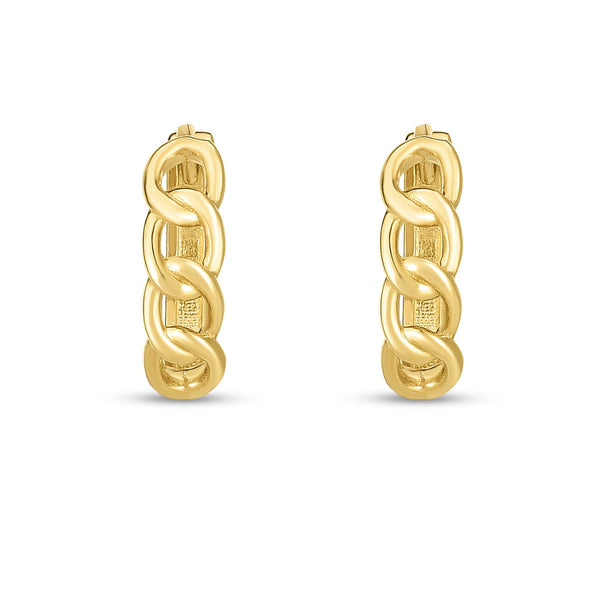 14KT Gold Cuban Link Hoop Earrings