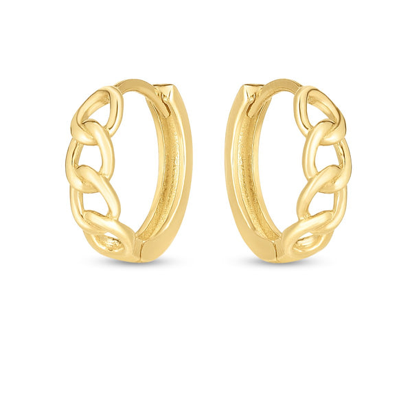 14KT Gold Cuban Link Hoop Earrings