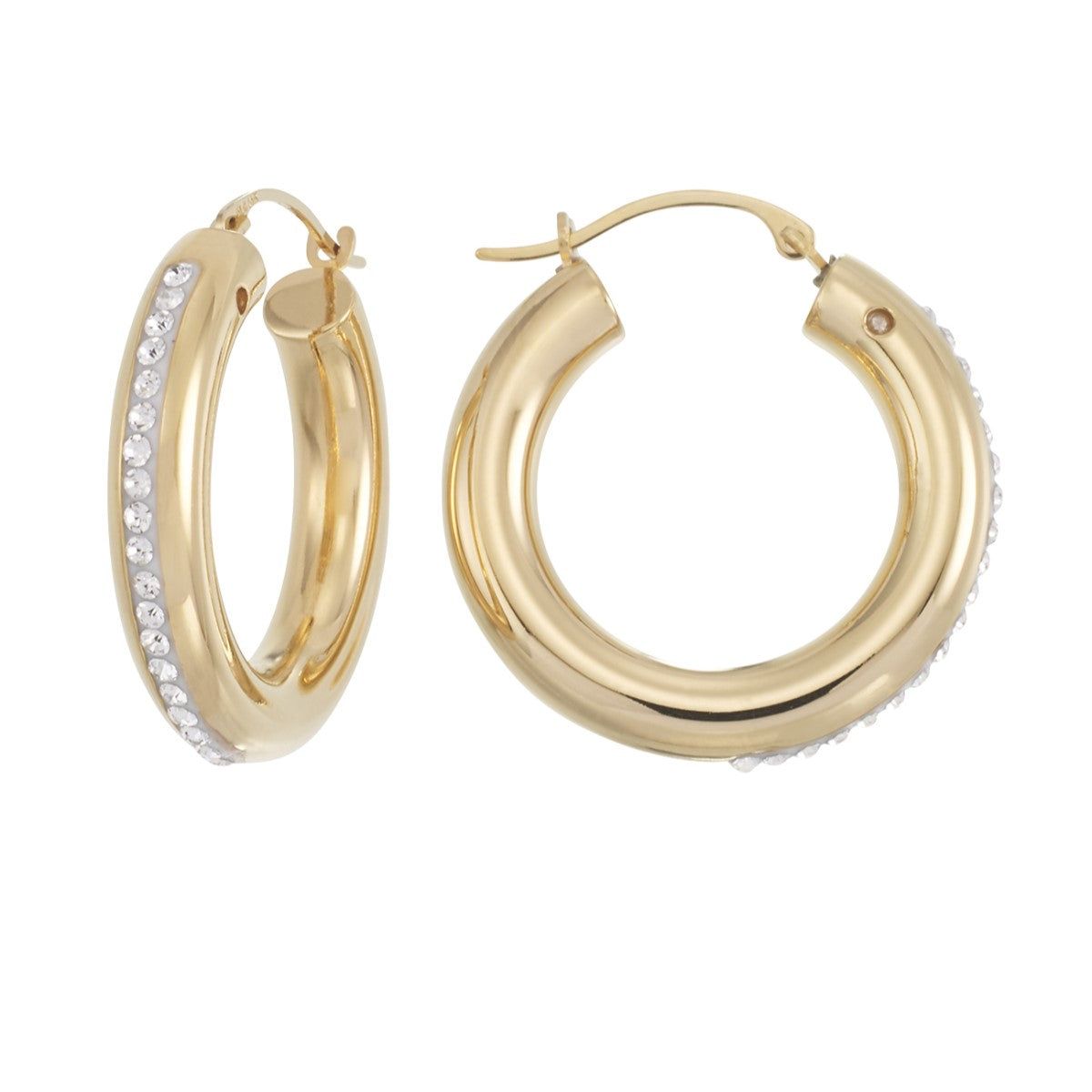 Crystal Hoop Earrings in 10K Yellow Gold Over Resin