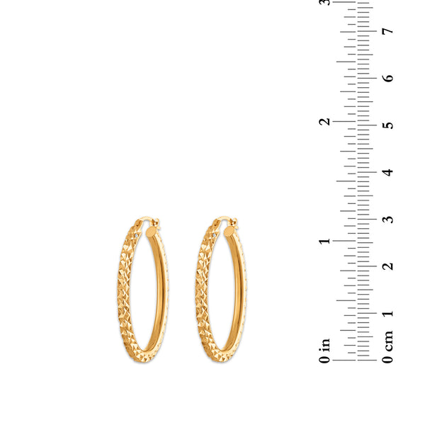 Gold Luxe Diamond Cut Oval Hoop Earrings in 10KT Yellow Gold Over Resin