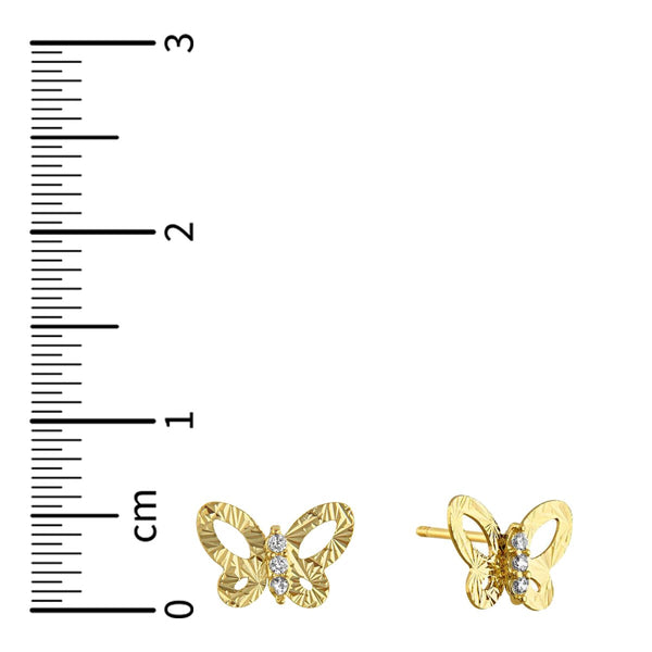 14KT Yellow Gold and Cubic Zirconia Butterfly Earrings