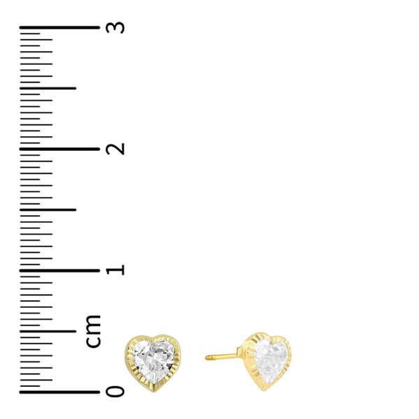 14KT Yellow Gold and Cubic Zirconia Heart Earrings