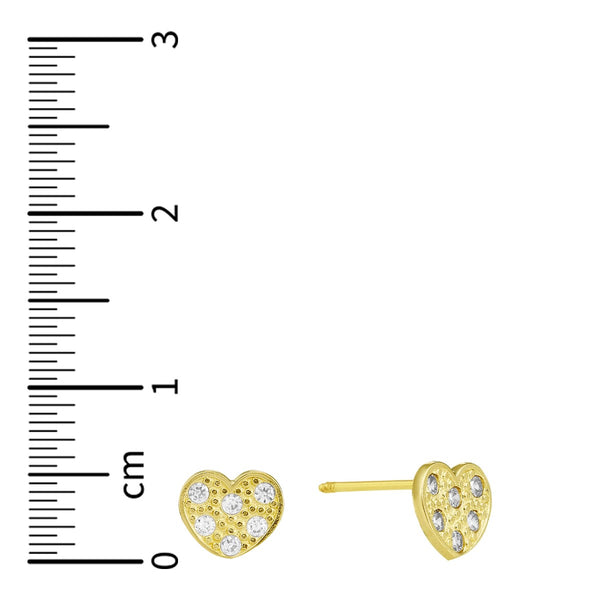 14KT Yellow Gold and Cubic Zirconia Heart Earrings