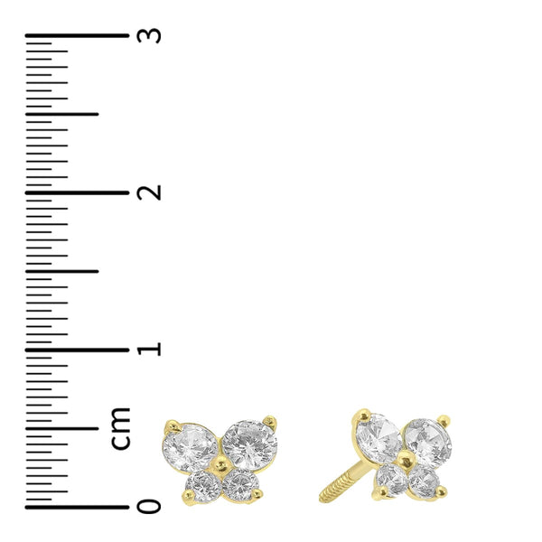 14KT Yellow Gold and Cubic Zirconia Flower Earrings