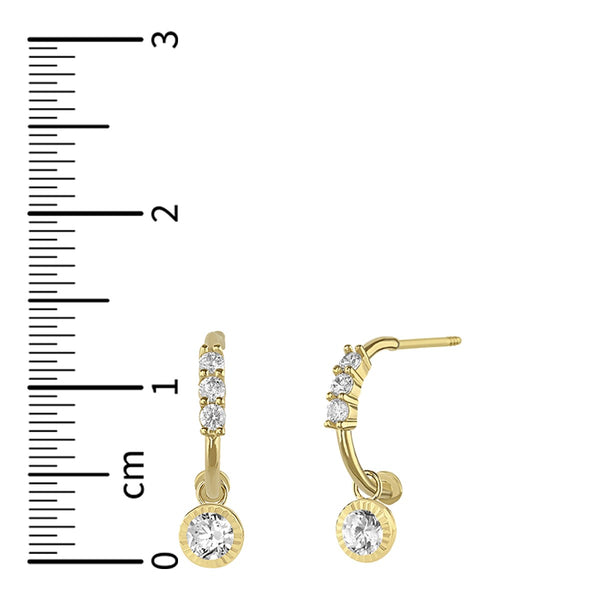 14KT Yellow Gold and Cubic Zirconia Drop Earrings