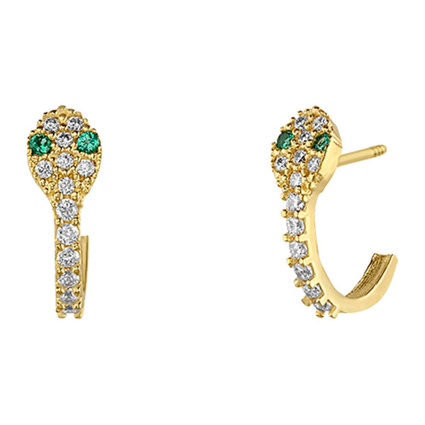 14KT Yellow Gold and Cubic Snake Zirconia Earrings