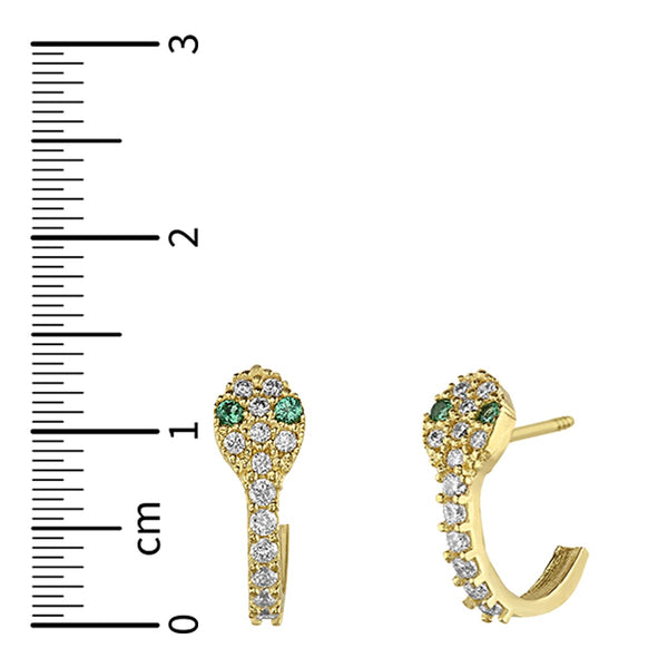 14KT Yellow Gold and Cubic Snake Zirconia Earrings