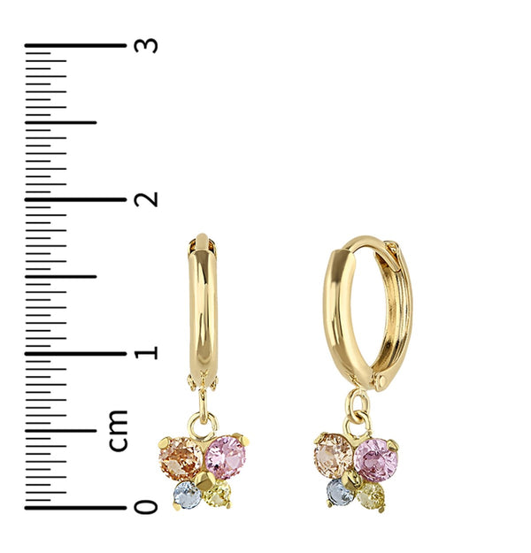 14KT Yellow Gold and Cubic Zirconia Butterfly Huggie Earrings