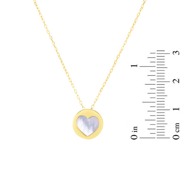 14KT Yellow Gold Mother of Pearl 18-inch Heart Necklace