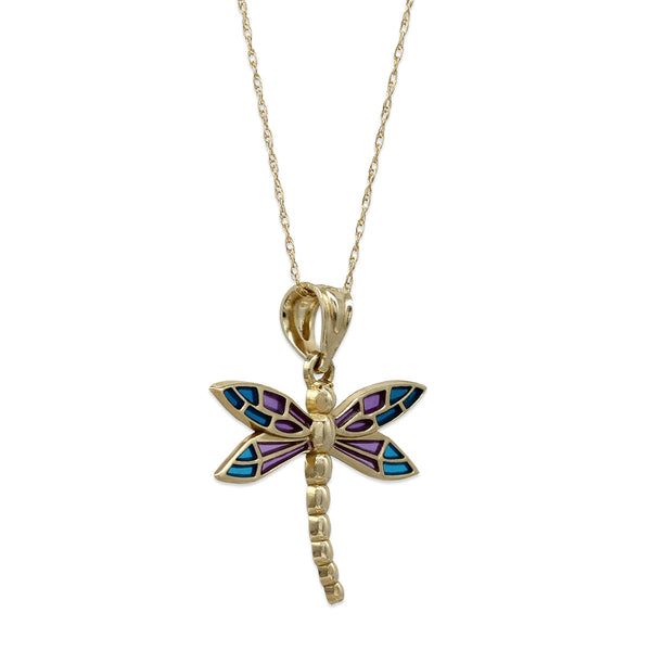 10KT Yellow Gold 23X22MM 18-inch Dragonfly Pendant