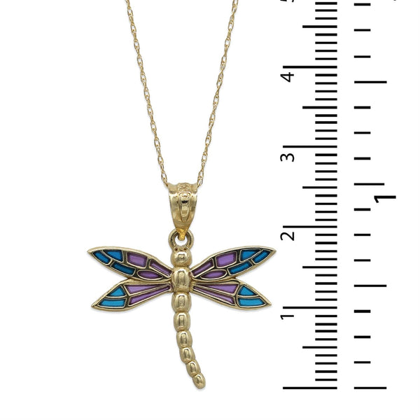 10KT Yellow Gold 23X22MM 18-inch Dragonfly Pendant