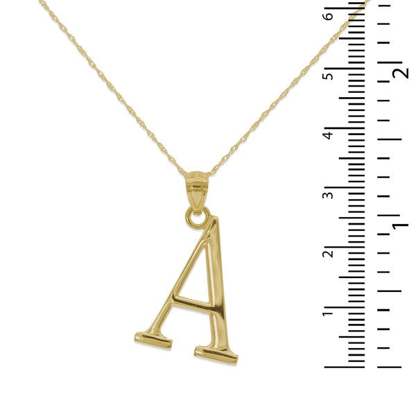 10KT Yellow Gold 18-inch 30MM Initial Pendant; Initial A