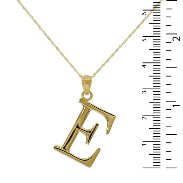 10KT Yellow Gold 18-inch 30MM Initial Pendant; Initial E