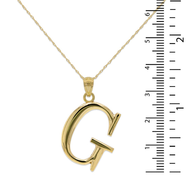 10KT Yellow Gold 18-inch 30MM Initial Pendant; Initial G