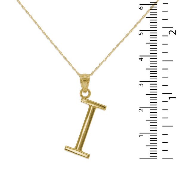 10KT Yellow Gold 18-inch 30MM Initial Pendant; Initial I