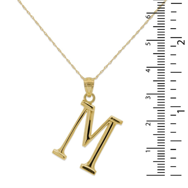 10KT Yellow Gold 18-inch 30MM Initial Pendant; Initial M