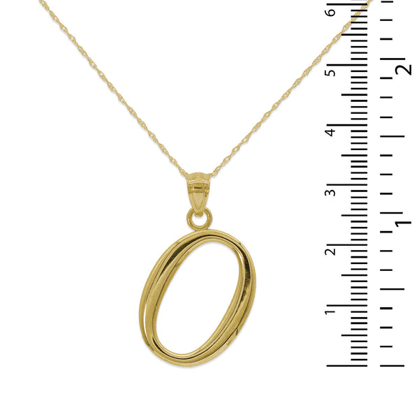 10KT Yellow Gold 18-inch 30MM Initial Pendant; Initial O