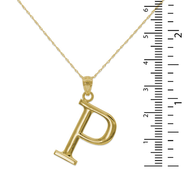 10KT Yellow Gold 18-inch 30MM Initial Pendant; Initial P