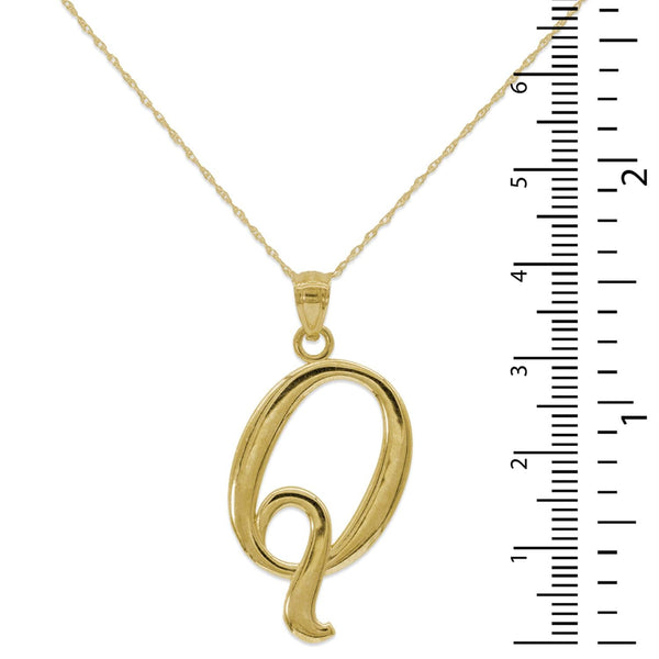 10KT Yellow Gold 18-inch 30MM Initial Pendant; Initial Q