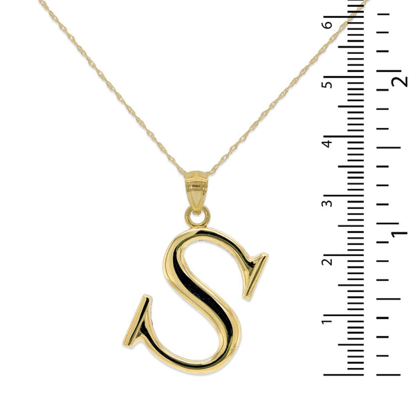 10KT Yellow Gold 18-inch 30MM Initial Pendant; Initial S