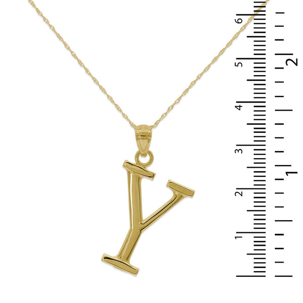 10KT Yellow Gold 18-inch 30MM Initial Pendant; Initial Y