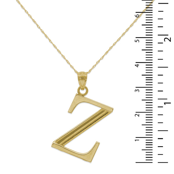 10KT Yellow Gold 18-inch 30MM Initial Pendant; Initial Z