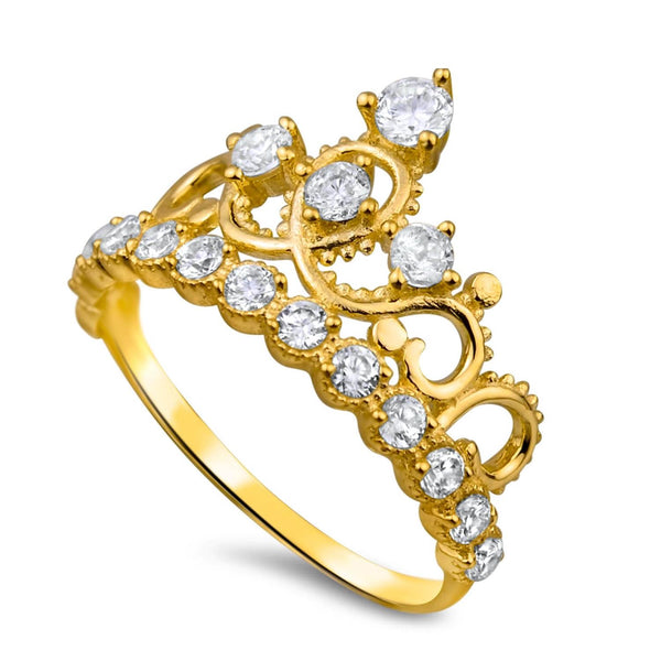 10KT Yellow Gold Cubic Zirconia Tiara Ring